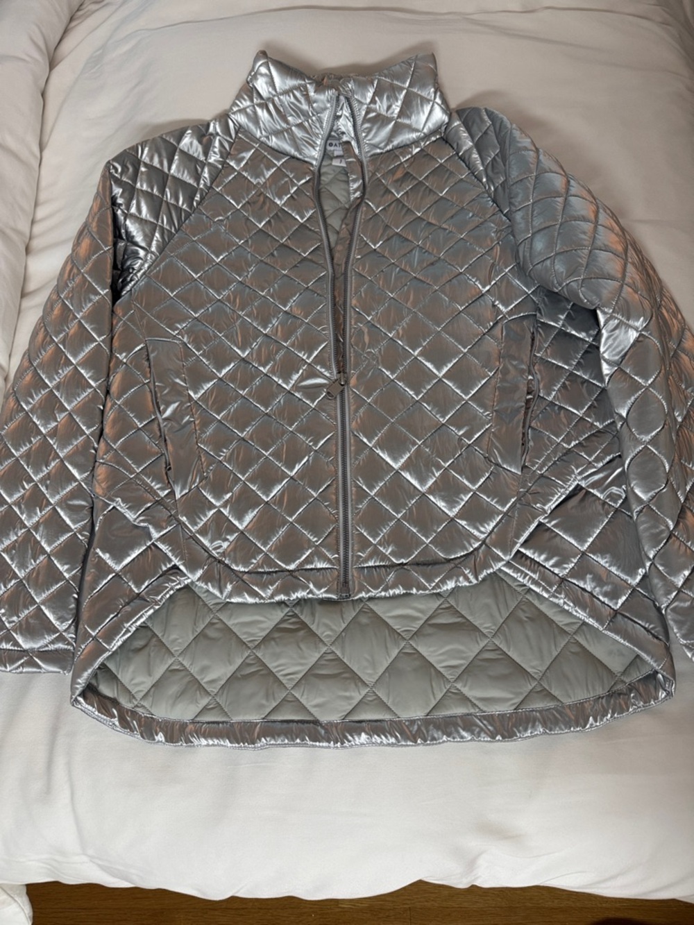 Athleta Metallic Silver Quilted Puffer Jacket